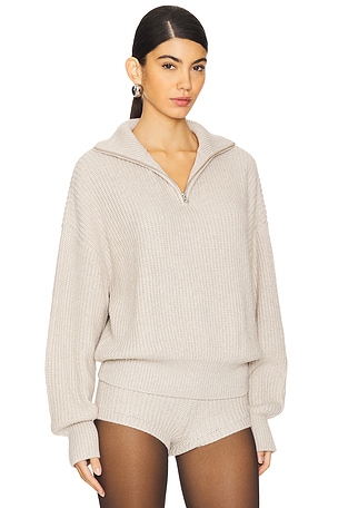 Lovers and Friends Shivani Zip Sweater in Beige