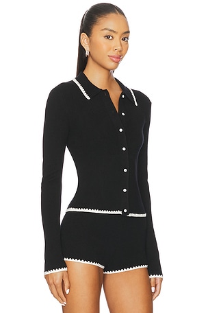 Lovers and Friends Lillie Polo Cardigan in Black,White