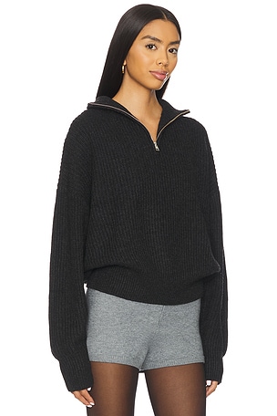Lovers and Friends Shivani Zip Sweater in Charcoal