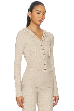 Lovers and Friends Paulina Button Up Hoodie in Beige