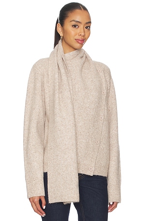 Lovers and Friends Oren Scarf Neck Cardigan in Beige