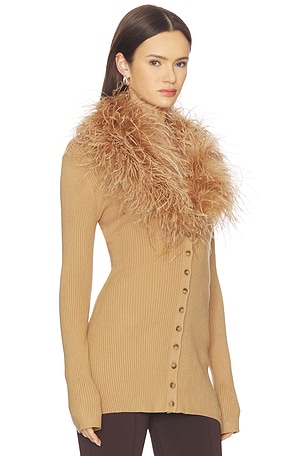 Lovers and Friends Jovana Feather Cardigan in Brown
