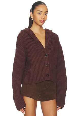 Lovers and Friends Anika Hooded Cardigan in Chocolate