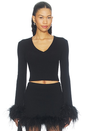 Mckina Feather V Neck Sweater Lovers and Friends
