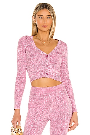 Lovers and Friends Mckenna Drawstring Top in Marled Pink
