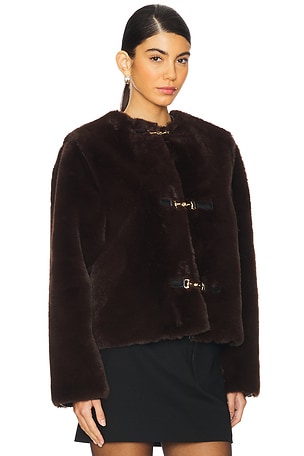 Lovers and Friends Rhoda Faux Fur Jacket in Brown