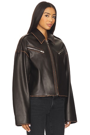 Lovers and Friends Esther Faux Leather Jacket in Brown. Size XS. Also