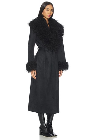 Lovers and Friends Lena Faux Suede Coat in Black