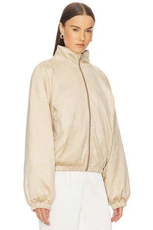 Lovers and Friends Cody Faux Suede Bomber in Tan. Size XXS. Also