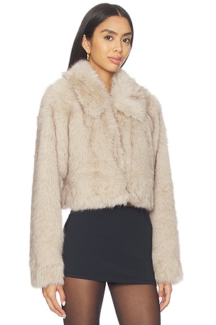 Lovers and Friends Silas Faux Fur Coat in Tan