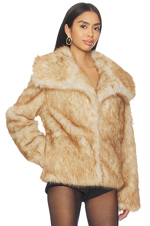 Lovers and Friends Elsa Faux Fur Jacket in Brown