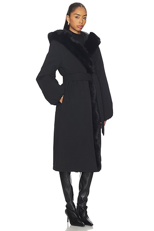 Lovers and Friends Susanna Faux Fur Coat in Black