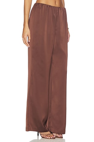 Lovers and Friends Alette Satin Pants in Chocolate