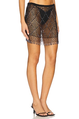 Lovers and Friends Breigh Beaded Crochet Mini Skirt in Black