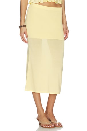 Lovers and Friends Delia Knit Midi Skirt in Lemon