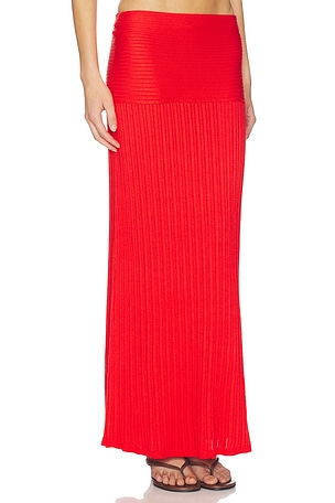 Lovers and Friends Shania Pointelle Maxi Skirt in Red