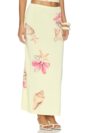 Lovers and Friends Katia Floral Print Midi Skirt in Yellow
