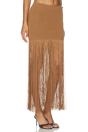 Lovers and Friends Chrissa Fringe Skirt in Brown