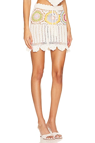 Lovers and Friends Val Crochet Mini Skirt in Cream