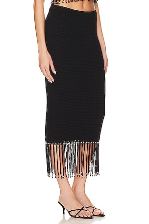 Lovers and Friends Bryony Fringe Skirt in Black
