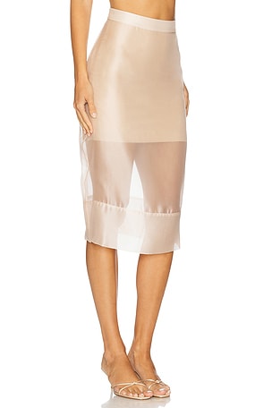 Lovers and Friends Kelsie Sheer Midi Skirt in Nude