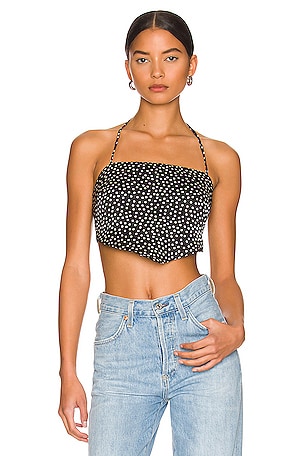 LUCY IN THE SKY LOS ANGELES SEQUIN CROPPED HALTER EMBELLISHED BRALETTE M