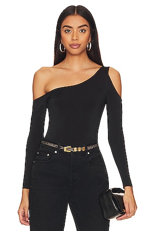 superdown Brianna One Sleeve Bodysuit in Black