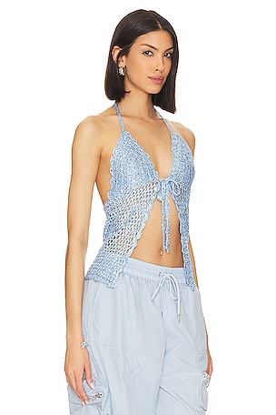 Lovers and Friends Arian Halter Tie Top in Blue