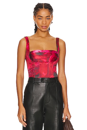 Distressed leather bustier in brown - La Quan Smith