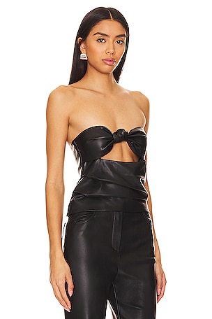 Lovers and Friends x Anja Dujakovi? Daxton Faux Leather Top en Noir