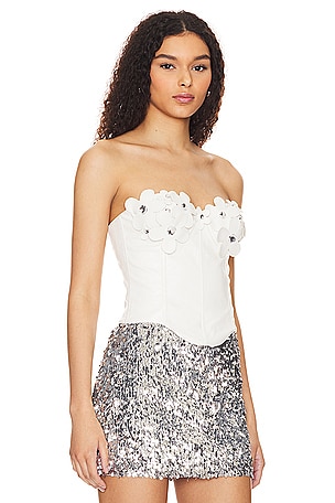 Lovers and Friends Nova Faux Leather Bustier in Cream