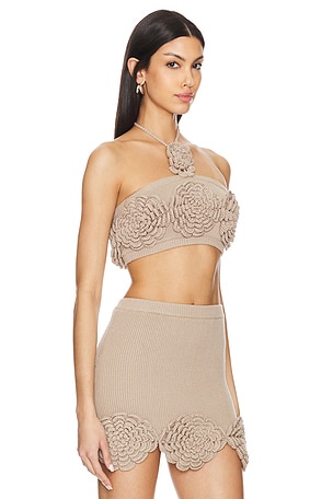Lovers and Friends Ashby Crochet Top in Beige