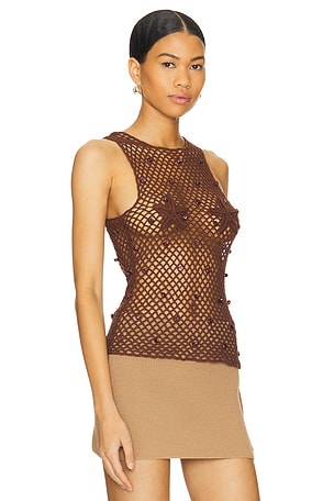 Lovers and Friends Ottavia Crochet Top in Brown