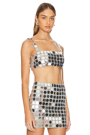 Lovers and Friends Gilles Sequin Crop Top in Metallic Silver