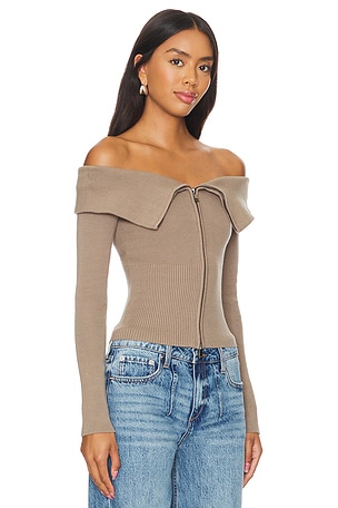 Lovers and Friends Giugno Zip Cardigan in Taupe