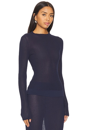 Lovers and Friends Ellison Sheer Top in Navy