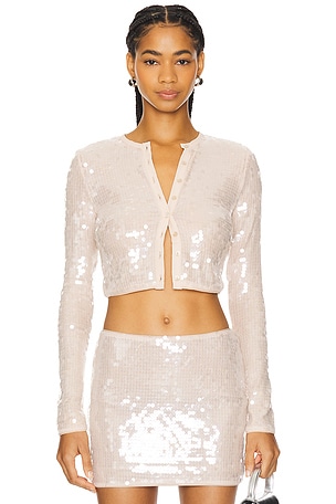 L’Academie sale Sequin Nude Crop Top