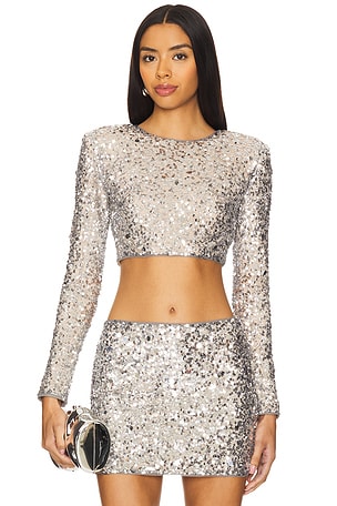 Crystal Sequin Cropped Top Lovers and Friends