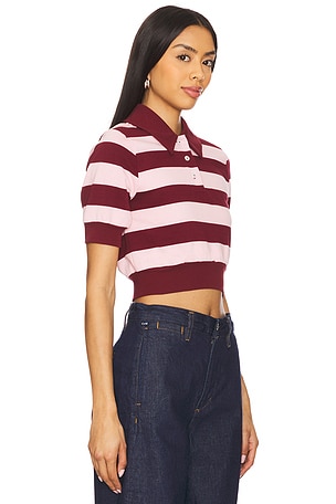 Lovers and Friends Carrine Polo Top in Pink,Burgundy