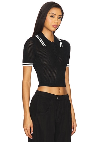 Lovers and Friends Orsola Short Sleeve Polo in Black
