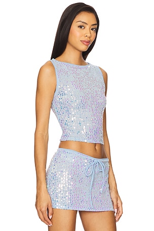 Lovers and Friends Erin Sequin Top in Baby Blue