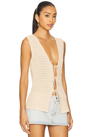 Lovers and Friends Lizzy Tie Front Vest in Beige