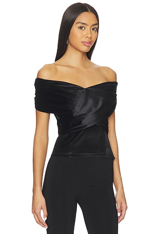 Lovers and Friends Natalia Velvet Top in Black