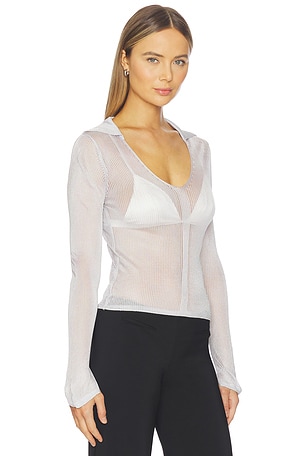 Lovers and Friends Kenzaia Rib Knit Polo Top in Baby Blue