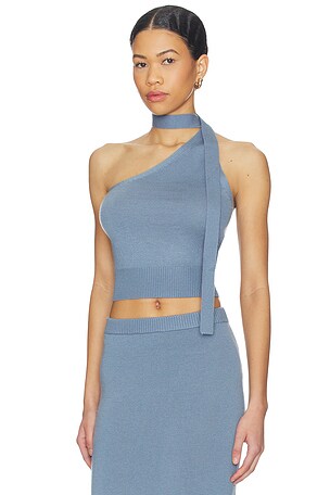 Lovers and Friends Genie One Shoulder Tank Top in Blue