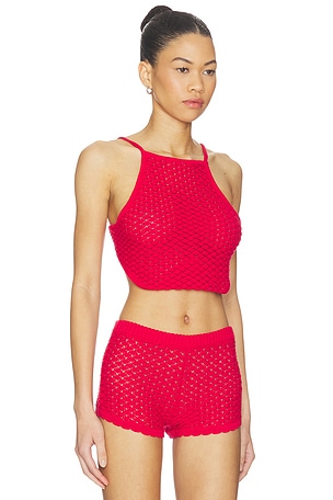 Lovers and Friends Daniella Pointelle Tie-Back Tank in Red