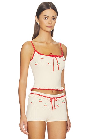Lovers and Friends Felina Cherry Embroidered Tank in Cream