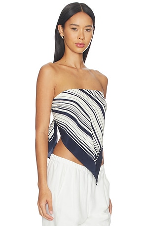 Lovers and Friends Carmen Scarf Top in Navy,White