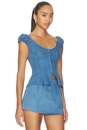 Lovers and Friends Mabel Denim Top in Blue
