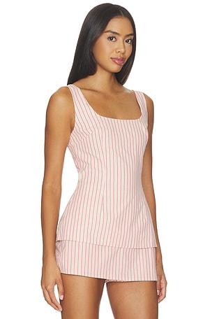 Lovers and Friends Rhodes Striped Linen Top in Pink